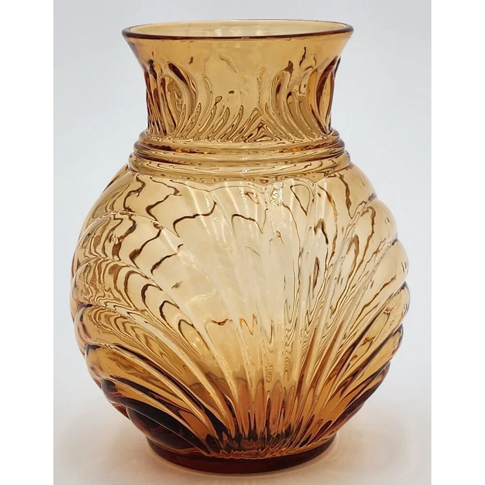 Elegant CAMBRIDGE Glass Amber CAPRICE Ball Vase